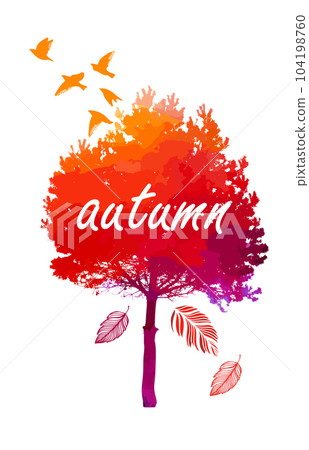 Autumn tree red watercolor. Vector illustration Autumn tree red watercolor. Vector illustration 104198760