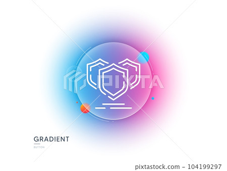 Shields line icon. Gradient blur button with glassmorphism. Privacy secure sign. Safe defense symbol. Transparent glass design. Shields line icon. Vector Shields line icon. Gradient blur button with glassmorphism. Privacy secure sign. Safe defense symbol. Transparent glass design. Shields line icon. Vector 104199297