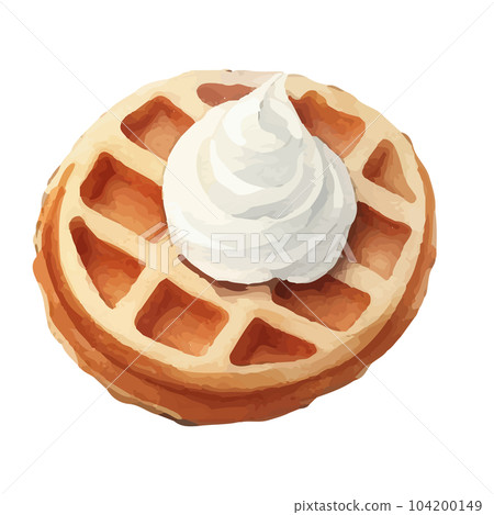Waffle and cream watercolor illustration AI... - Stock Illustration ...