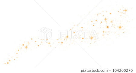 Golden glitter wave abstract illustration. Gold stars dust trail sparkling particles isolated on transparent background. Magic concept. PNG. Golden glitter wave abstract illustration. Gold stars dust trail sparkling particles isolated on transparent background. Magic concept. PNG. 104200270
