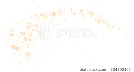 Golden glitter wave abstract illustration. Gold stars dust trail sparkling particles isolated on transparent background. Magic concept. PNG. 104200303