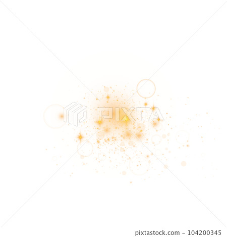 Golden glitter wave abstract illustration. Gold stars dust trail sparkling particles isolated on transparent background. Magic concept. PNG. Golden glitter wave abstract illustration. Gold stars dust trail sparkling particles isolated on transparent background. Magic concept. PNG. 104200345