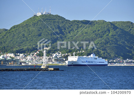Shooting scenery of Tsugaru Kaikyo Ferry entering Hakodate Port in Hakodate City, Hokkaido in early summer Shooting scenery of Tsugaru Kaikyo Ferry entering Hakodate Port in Hakodate City, Hokkaido in early summer 104200970
