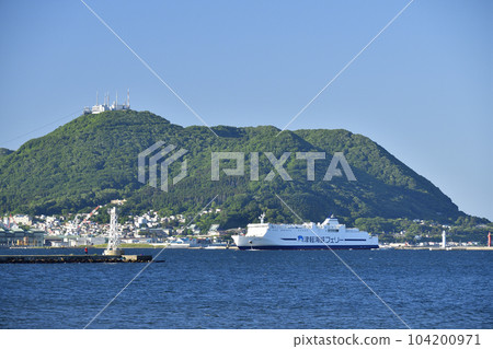 Shooting scenery of Tsugaru Kaikyo Ferry entering Hakodate Port in Hakodate City, Hokkaido in early summer Shooting scenery of Tsugaru Kaikyo Ferry entering Hakodate Port in Hakodate City, Hokkaido in early summer 104200971