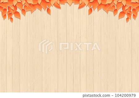 Background illustration of tree leaves on a board (wood deck), image of the season 104200979