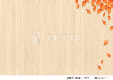 Background illustration of tree leaves on a board (wood deck), image of the season 104200980