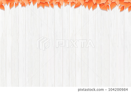Background illustration of tree leaves on a board (wood deck), image of the season 104200984