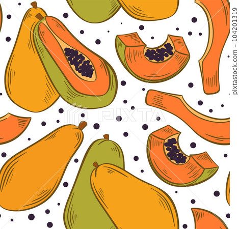 Papaya fruit seamless pattern Papaya fruit seamless pattern 104201319