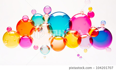 Colorful soap bubbles on a white background "AI generated image" 104201707