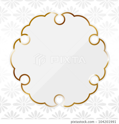 Luxury snowflake-shaped frame and Hanabishi crest background square white & gold 104201991