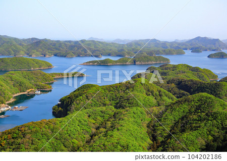 A superb view from Mt. Eboshidake Rias coast Aso Bay 104202186