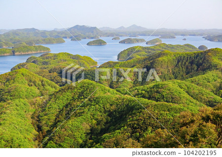 A superb view from Mt. Eboshidake Rias coast Aso Bay A superb view from Mt. Eboshidake Rias coast Aso Bay 104202195