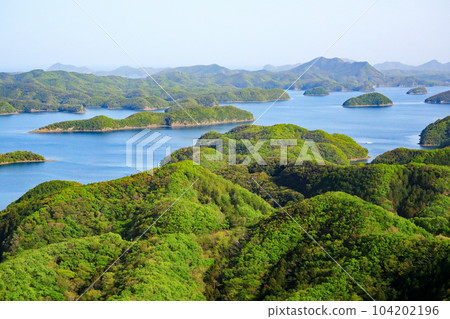 A superb view from Mt. Eboshidake Rias coast Aso Bay A superb view from Mt. Eboshidake Rias coast Aso Bay 104202196