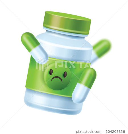 3D antidepressant pills bottle icon, vector mental disease drugs, medical psychology treatment.  104202836