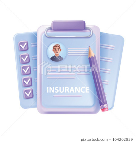 3D insurance icon, travel life medical policy, vector clipboard check mark secure hospital document 3D insurance icon, travel life medical policy, vector clipboard check mark secure hospital document 104202839