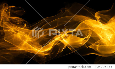 Golden smoke on a black background "AI generated image" 104203253