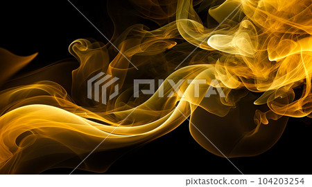 Golden smoke on a black background "AI generated image" 104203254