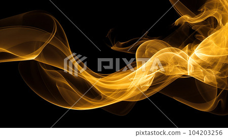 Golden smoke on a black background "AI generated image" 104203256