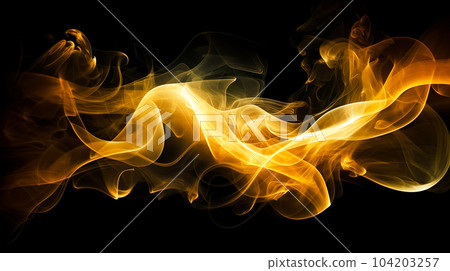 Golden smoke on a black background "AI generated image" 104203257