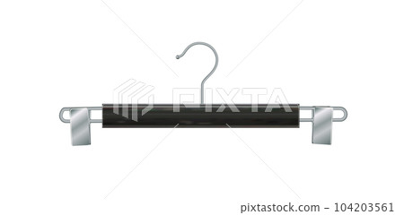 Black wooden clothes hangers isolated on white background. Wooden hanger Realistic vector clothes hanger wooden hanger closeup isolated on background. Vector 104203561