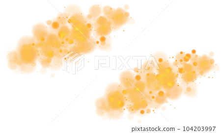 Golden shining bokeh lights with glowing particles on transparent background. PNG. Golden shining bokeh lights with glowing particles on transparent background. PNG. 104203997