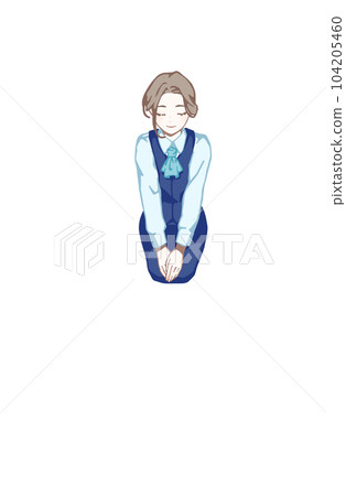 A woman in a suit greeting in seiza A woman in a suit greeting in seiza 104205460