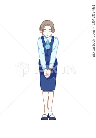A woman in a suit bowing 104205461