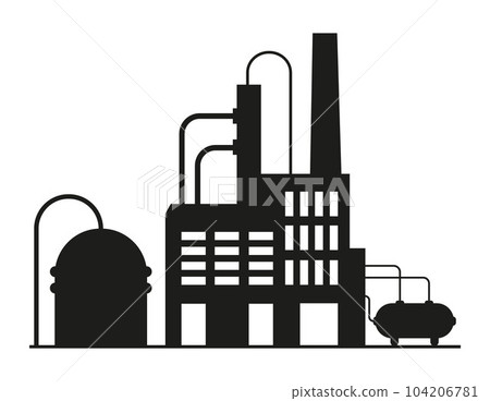 Factory, manufactury and plants vector. Storage, industrial premises, workshops icons. Oil refinery. Factory, manufactury and plants vector. Storage, industrial premises, workshops icons. Oil refinery. 104206781