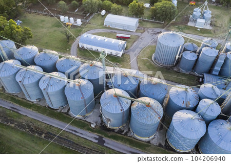 Grain storage steel silos, Patagonia, Argentina 104206940