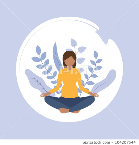 pregnant woman doing yoga exercise healthy lifestyle fitness floral design 104207544