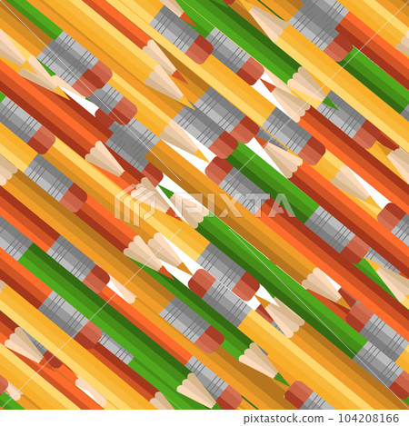 Multicolored bright pattern of colored pencils. NOT seamless. In the shape of a square, in eps 10 format. Stationery, back to school, drawing pencils, colored pencils concept pattern Multicolored bright pattern of colored pencils. NOT seamless. In the shape of a square, in eps 10 format. Stationery, back to school, drawing pencils, colored pencils concept pattern 104208166