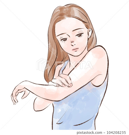 女人看著兩條手臂 女人看著兩條手臂 104208235