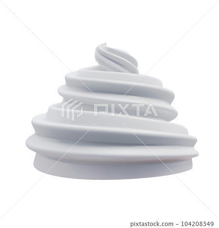 Whipped Cream swirl isolated on white background. 3d realistic vector 104208349