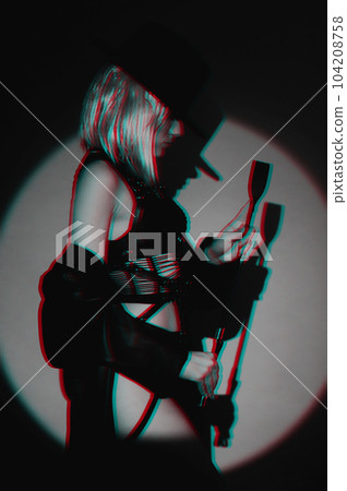 sexy girl with a leather whip in underwear and hat. BDSM concept of a dominant woman 104208758