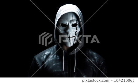 A man wearing a spooky mask "AI-generated image" 104210065