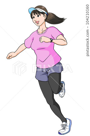 Young woman jogging with a refreshing smile 104210160
