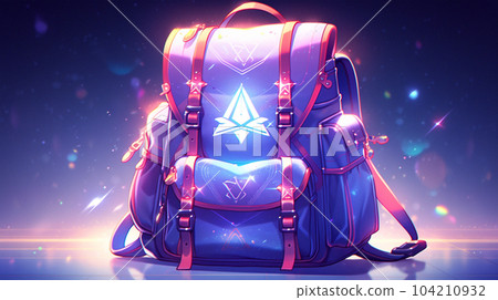 Drawing of school satchel, backpack for books and textbooks, school year, the concept of school education Drawing of school satchel, backpack for books and textbooks, school year, the concept of school education 104210932