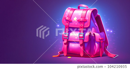 Drawing of school satchel, backpack for books and textbooks, school year, the concept of school education Drawing of school satchel, backpack for books and textbooks, school year, the concept of school education 104210935