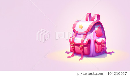 Drawing of school satchel, backpack for books and textbooks, school year, the concept of school education Drawing of school satchel, backpack for books and textbooks, school year, the concept of school education 104210937