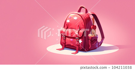Drawing of school satchel, backpack for books and textbooks, school year, the concept of school education Drawing of school satchel, backpack for books and textbooks, school year, the concept of school education 104211038