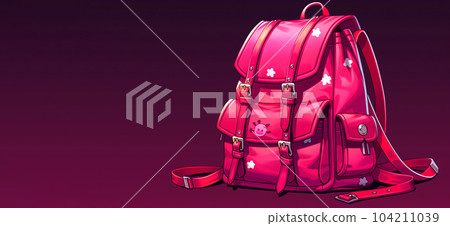 Drawing of school satchel, backpack for books and textbooks, school year, the concept of school education 104211039
