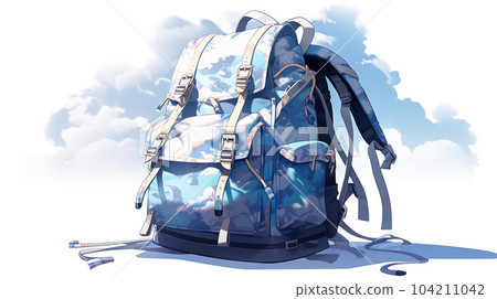Drawing of school satchel, backpack for books and textbooks, school year, the concept of school education Drawing of school satchel, backpack for books and textbooks, school year, the concept of school education 104211042