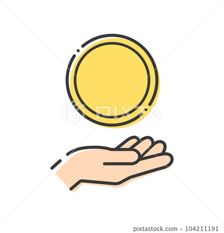 Icon of a person's hand holding a round object-Unengraved coin/gold coin 104211191