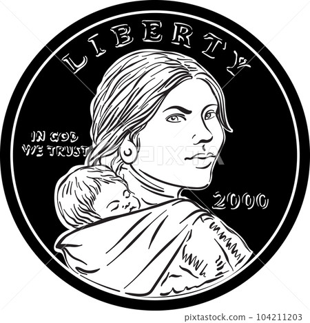 Vector American Sacagawea dollar gold coin 104211203