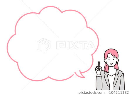 一個有講話泡泡的人的插圖_穿西裝的女人 一個有講話泡泡的人的插圖_穿西裝的女人 104211382