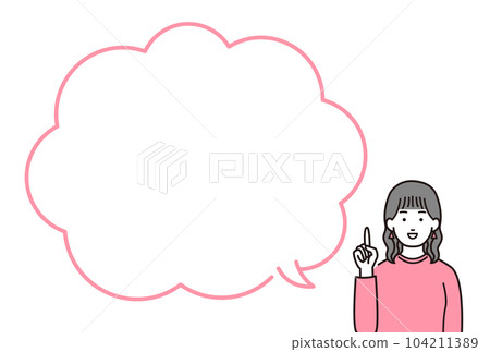 Illustration of a person with a speech bubble _ woman Illustration of a person with a speech bubble _ woman 104211389