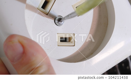 Disassembled Powerful power outlet. electrician services 104211438