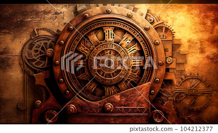 Steampunk gear wheels background. Generative AI - Stock Illustration  [104212377] - PIXTA