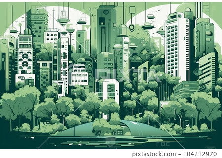 Smart City Wifi and city scape, Network connection concept, Modern City in the future 104212970