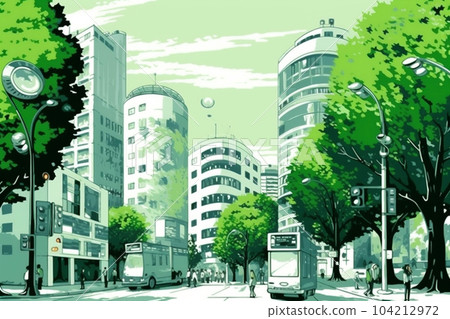 Smart City Wifi and city scape, Network connection concept, Modern City in the future. AI Generative 104212972